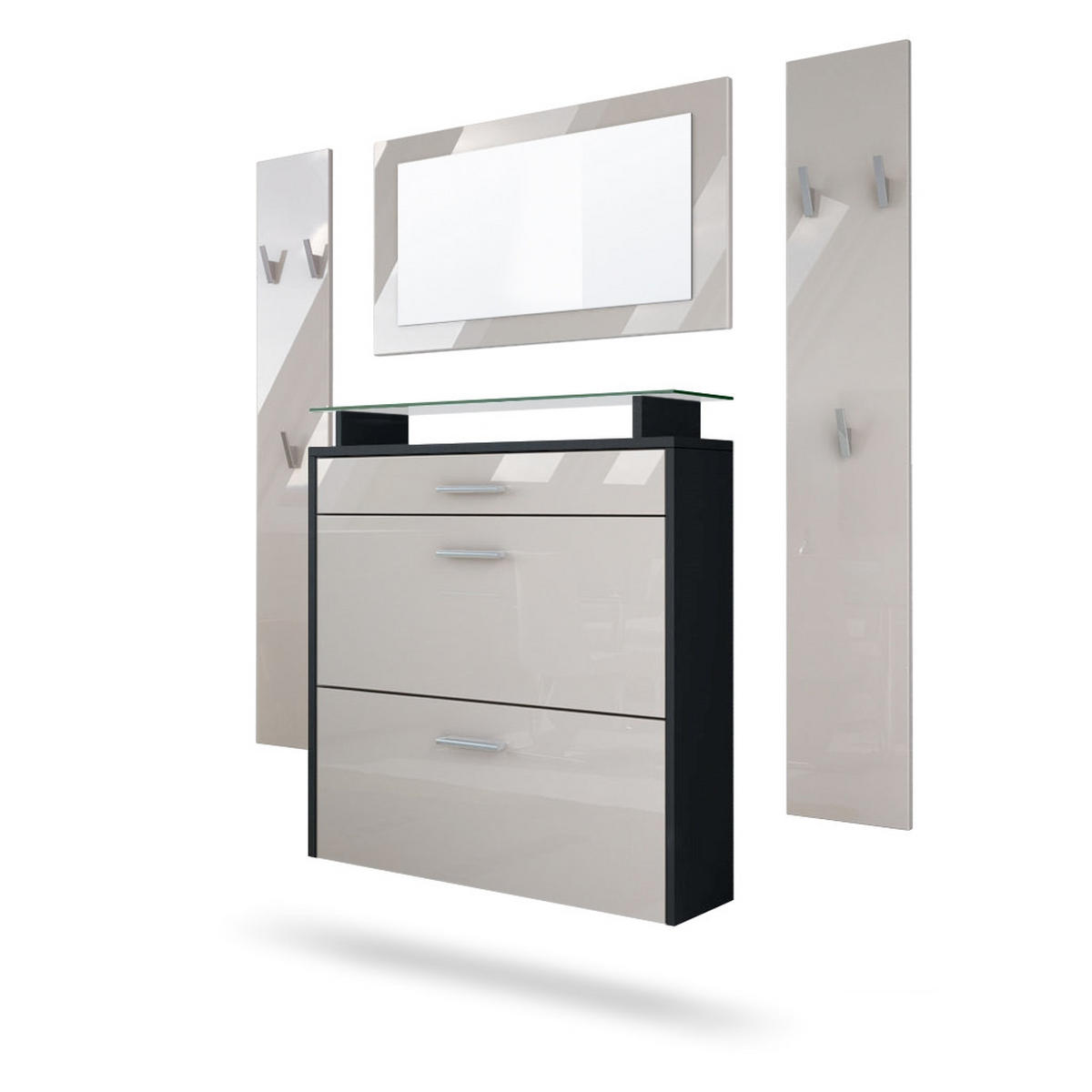 GARDEROBE Malea Front in Sandgrau Hochglanz - Sandfarben, Holzwerkstoff (180/180/23cm) - Vladon