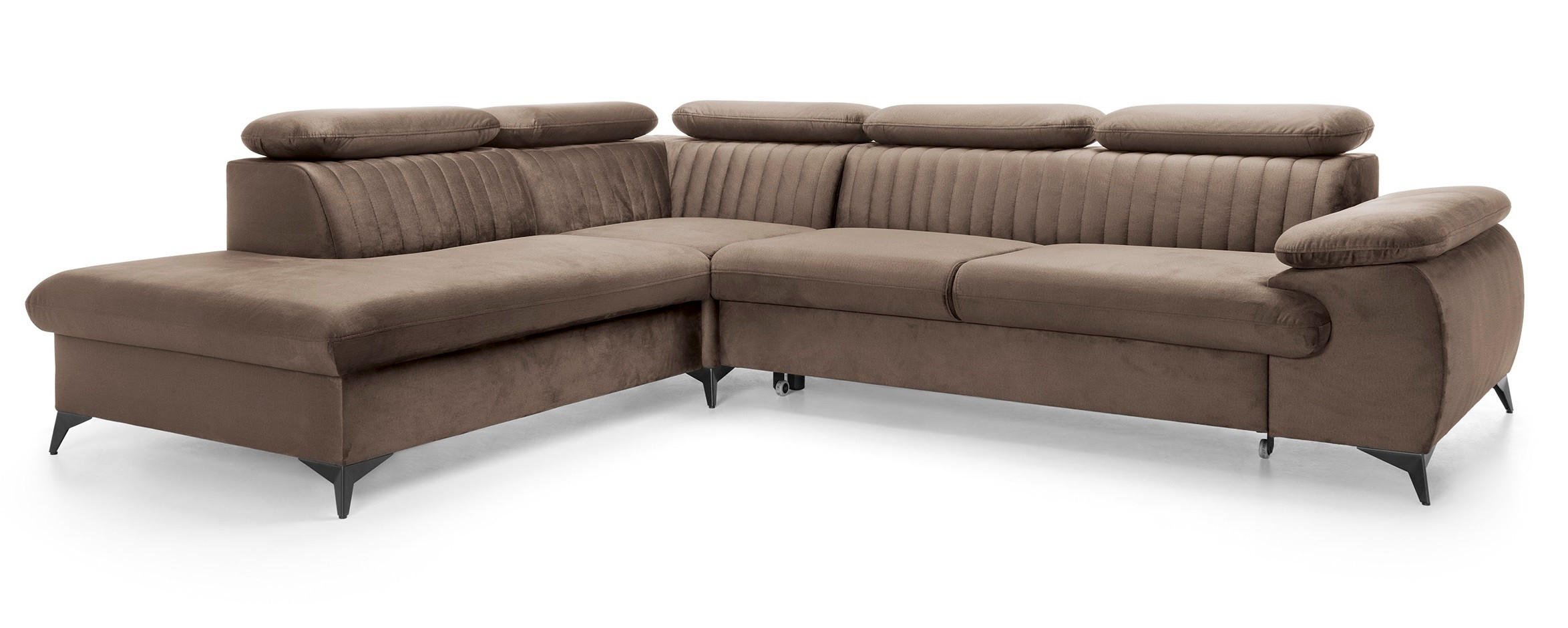 ECKSOFA 275 cm mit verstellbaren Kopfstützen Xanto L, Links, Braun - Braun, Holz (275/221cm) - Emporius