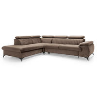 ECKSOFA 275 cm mit verstellbaren Kopfstützen Xanto L, Links, Braun - Braun, Holz (275/221cm) - Emporius
