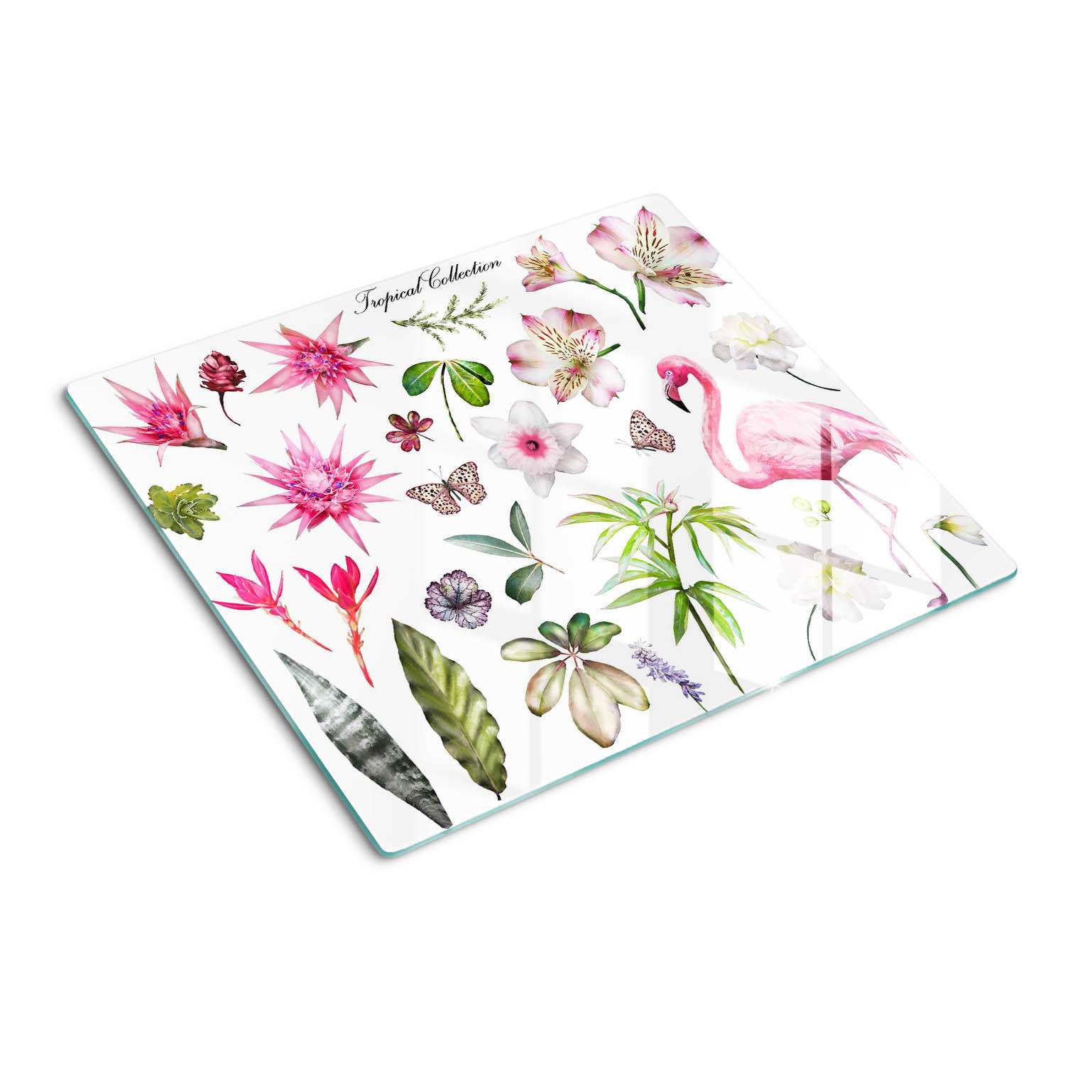GLASPLATTE 60x52 cm Tropische Kollektion - Pink, Glas (60/0.4/52cm) - TULUP