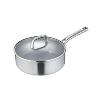 SCHMORPFANNE Tricion Resist mit Glasdeckel, Edelstahl, 28 cm - Silberfarben, Metall (33.5/31/8cm) - Berndes