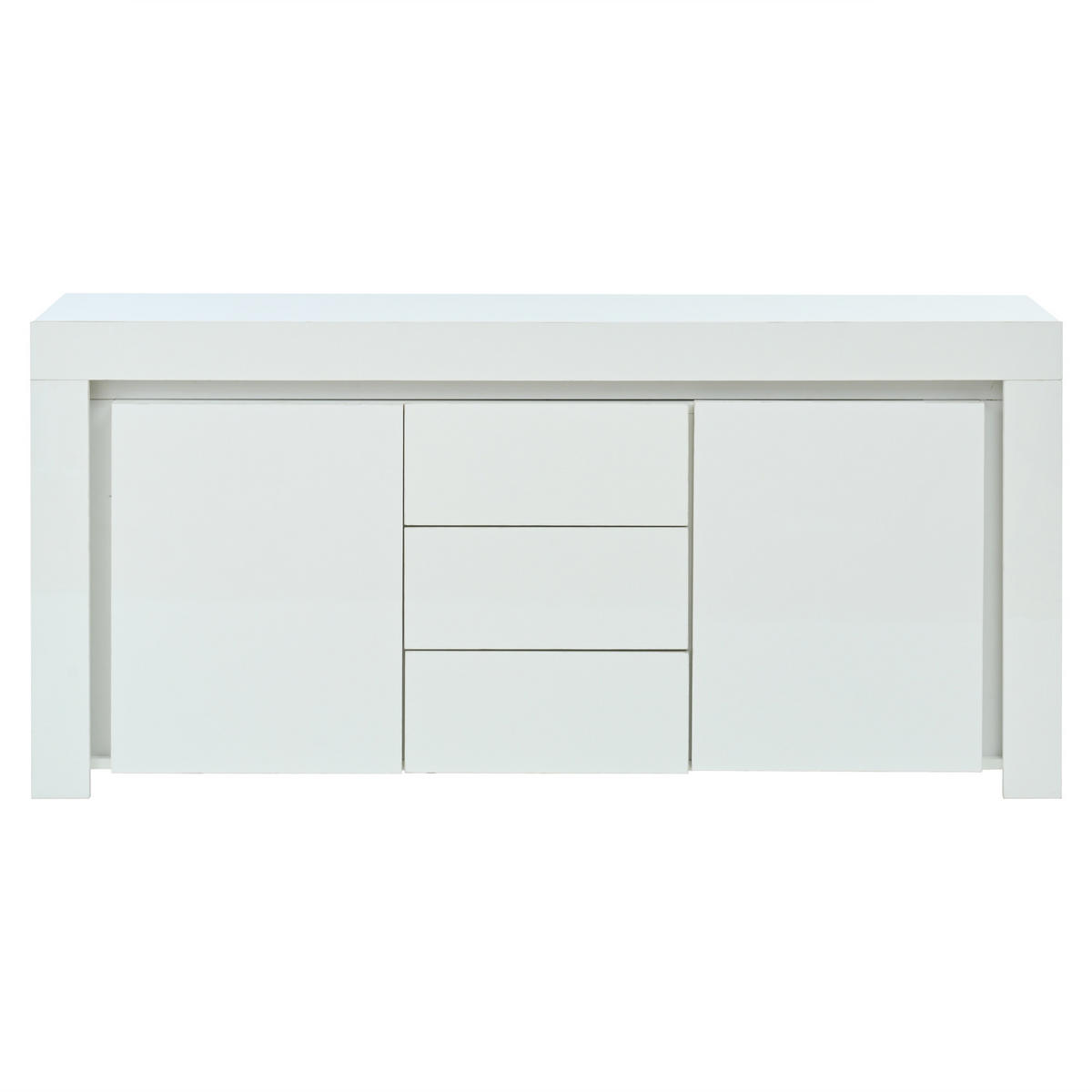 SIDEBOARD 140 cm 2 Türen, 3 Schubladen, LED-Beleuchtung, Hochglanz, Weiß & Schwarz Verstellbare Einlegeböden - Weiß Hochglanz, Holzwerkstoff (140/65/40cm) - Urban Meuble