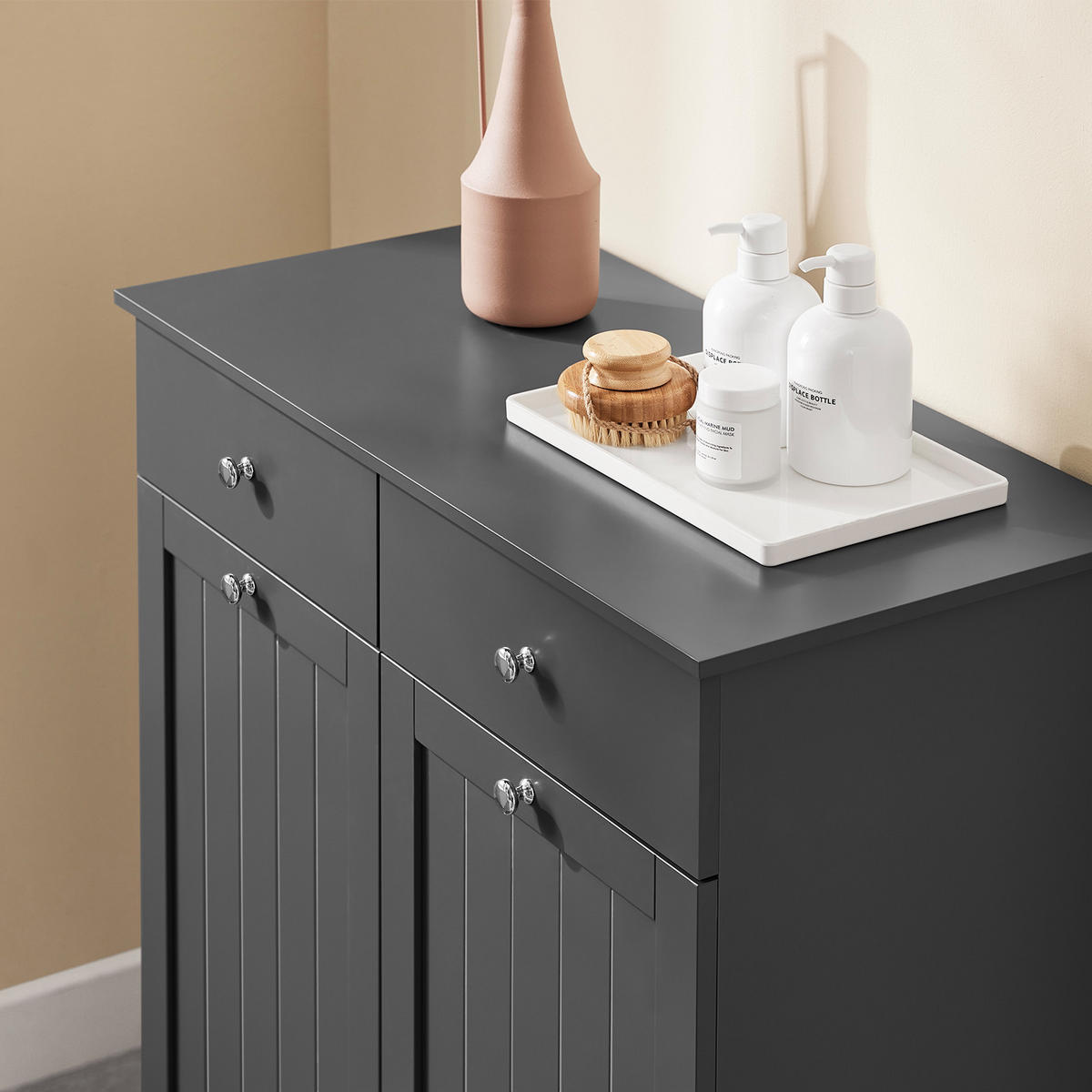 WÄSCHESCHRANK Grau - Grau, Holzwerkstoff (78/90/38cm) - SoBuy