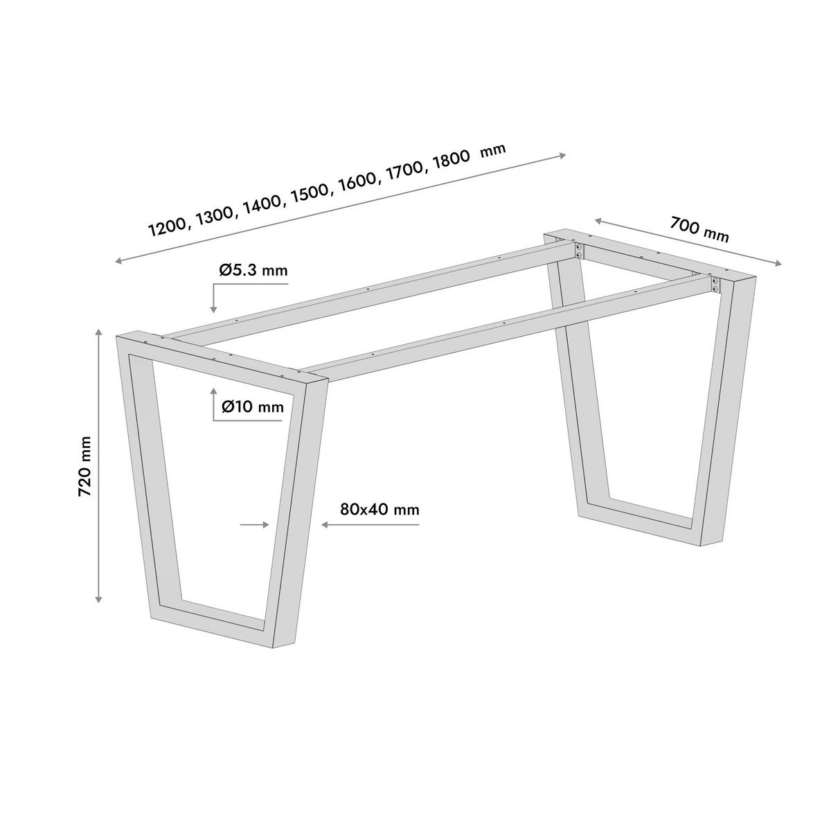 TISCHBEINE Atria Metall Schwarz 140/70/72 cm - Schwarz, Metall (70/72/140cm) - Metalo Pro