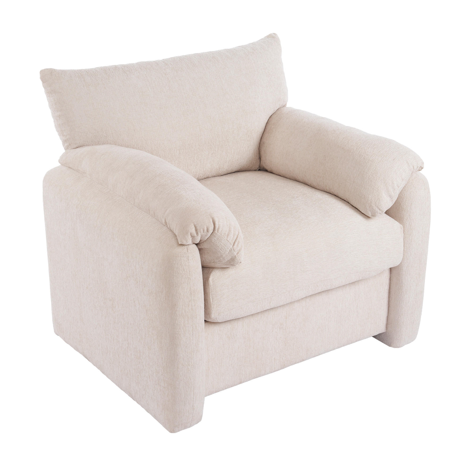 SESSEL Chenille-Stoff mit breiter Sitzfläche 96/82/84 cm Beige - Beige, Textil (82/84/96cm) - Redom