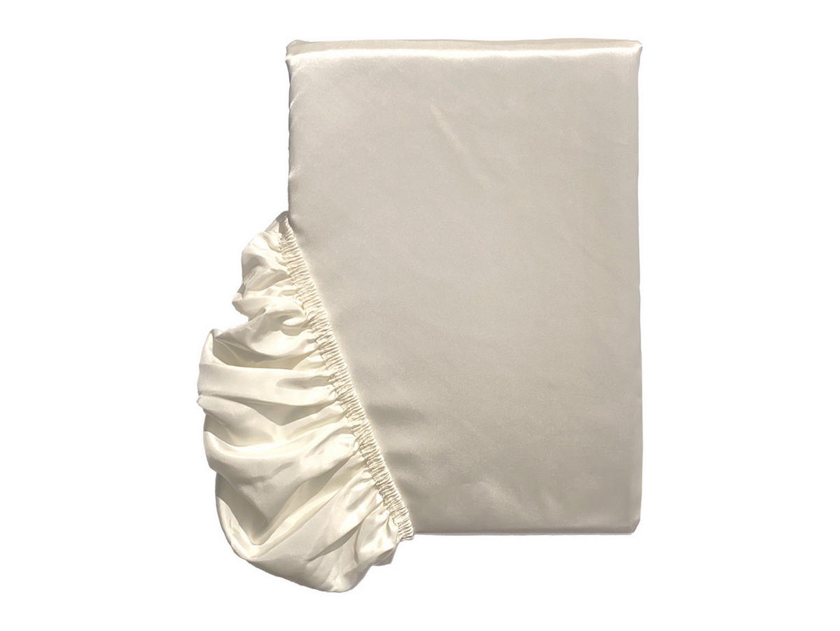SPANNBETTTUCH Glanz Satin champagner 160/200 cm - Ecru/Champagner, Textil (160/200cm) - beties Heimtextil