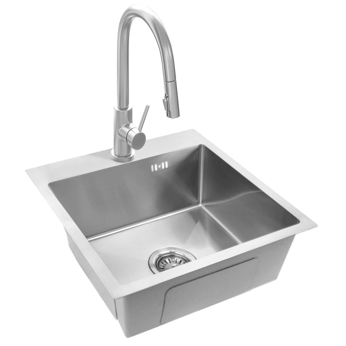 EDELSTAHLSPÜLE Rea Leo 40 Brush Nickel ohne Küchenarmatur - Nickelfarben, Metall (35/19/45cm) - REA