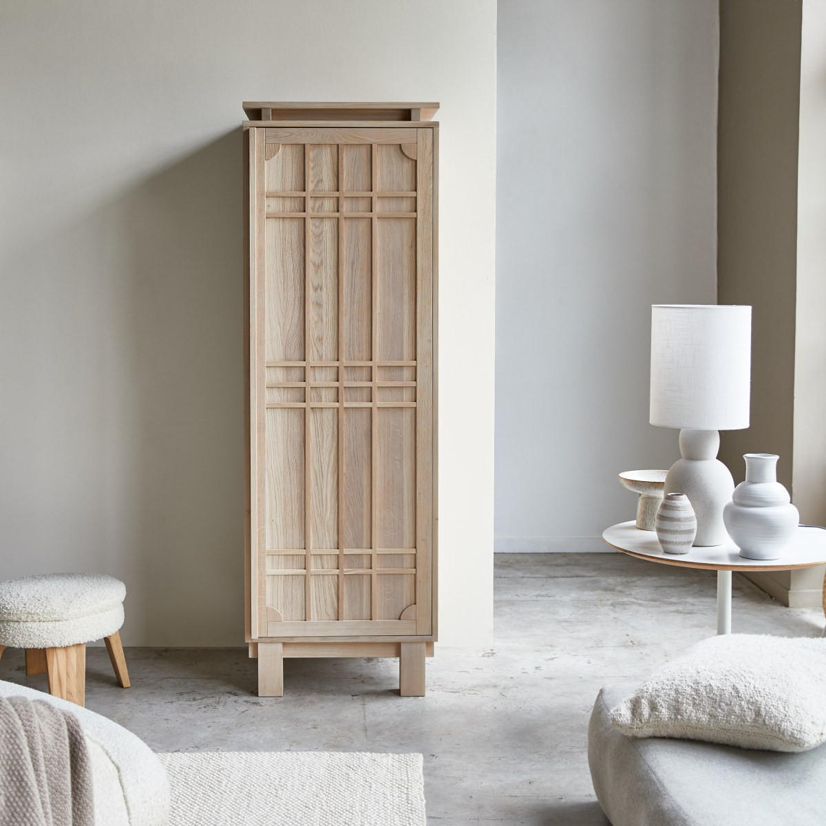 SCHRANK Bodi Natur aus Eiche - Naturfarben, Holz (62/190/50cm) - Tikamoon