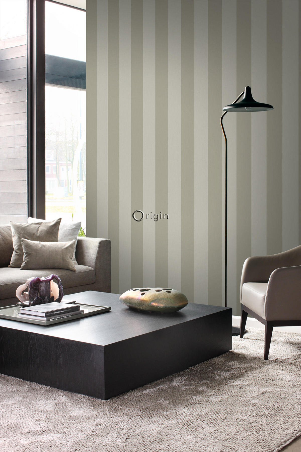 TAPETE Streifen 53 cm x 10.05 m - Braun, Papier (53/1000cm) - Origin Wallcoverings