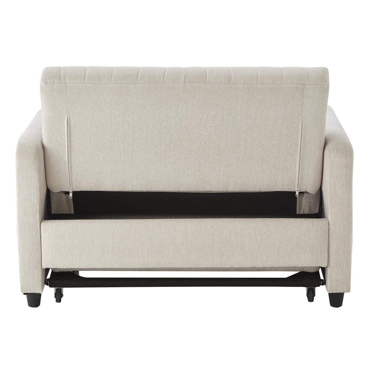 SCHLAFSOFA 2-SITZER Leinen Beige mit Schlaffunktion und verstellbarer Rückenlehne - Beige, Kunststoff/Textil (114/82.5/77cm) - WISHDOR