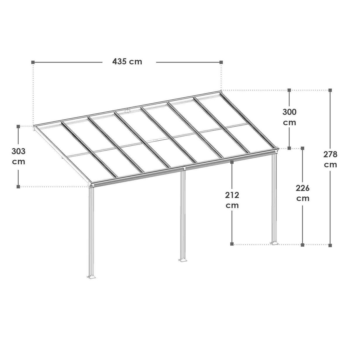 TERRASSENDACH Borneo Aluminium 4x3m dunkelgrau - Dunkelgrau, Metall (435/278/303cm) - Juskys