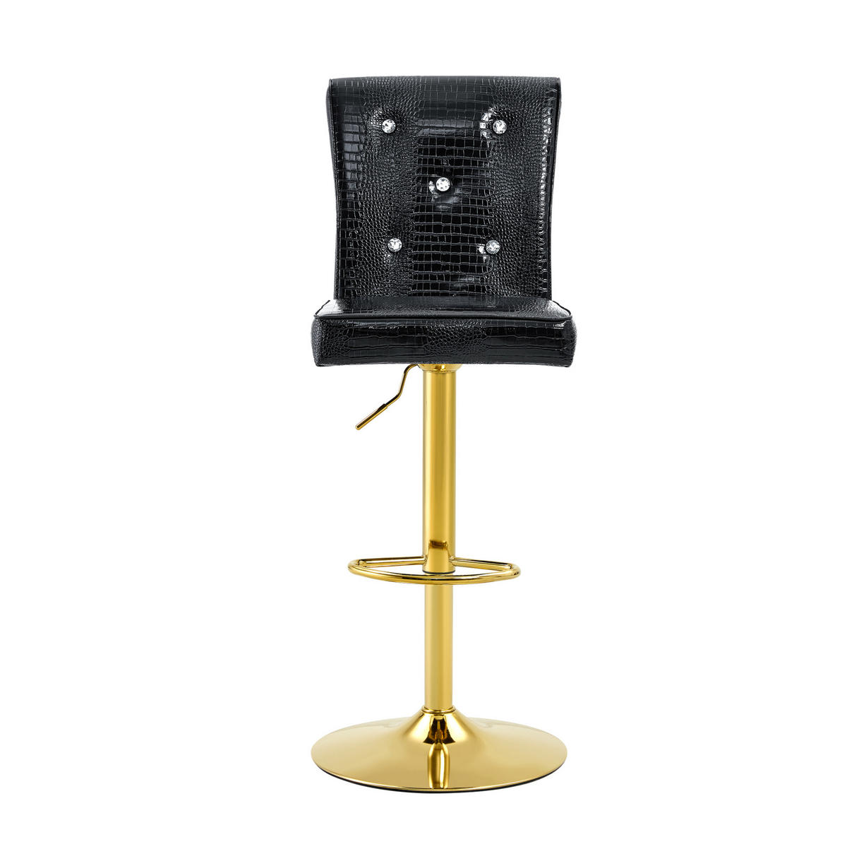 BARHOCKER Schwarz aus PVC mit Kristallknopfdetails - Schwarz, Kunststoff (42/125/55cm) - MIVRAY