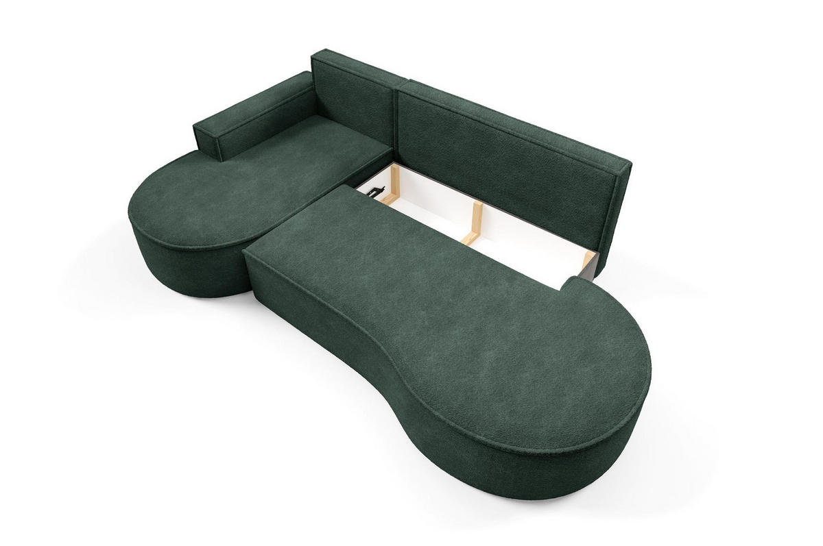ECKSOFA Flow Grün, mit Schlaffunktion und Kissen in Abriamo Stoff, linke seite - Grün, Holzwerkstoff/Textil (277/157cm) - Bettso