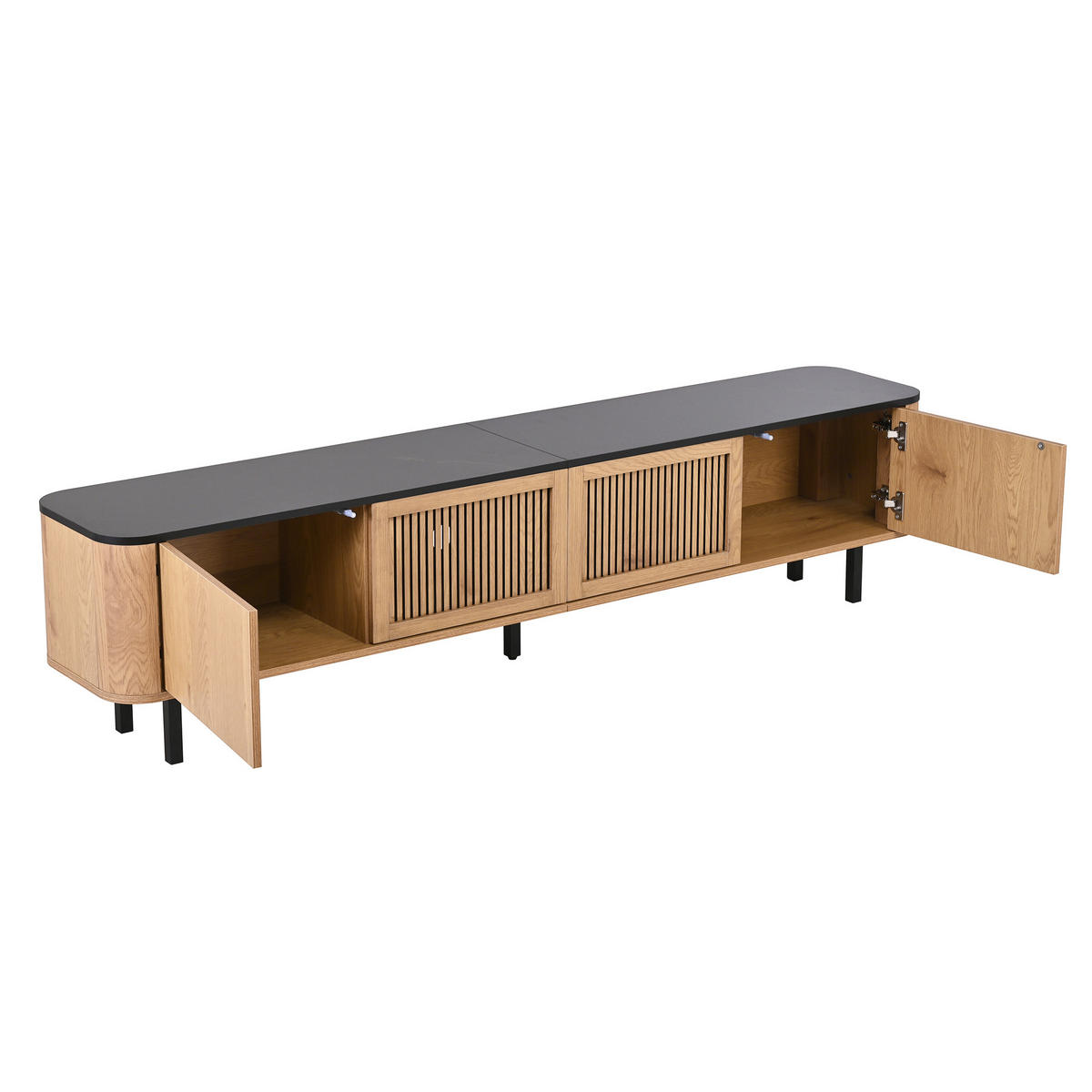 TV-SCHRANK Eiche 190/35/45 cm mit Gittertüren und Stauraum - Eichefarben, Karton (35/45/190cm) - PANGIVO
