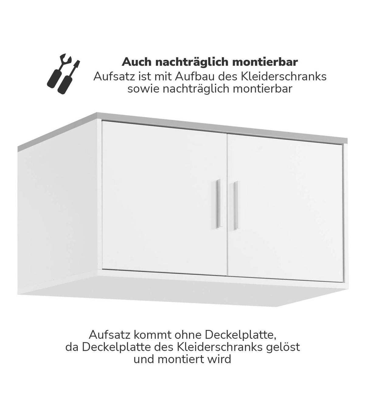 KLEIDERSCHRANKAUFSATZ Der Hochstapler - Weiß, Holzwerkstoff (90/47/58cm) - Mokebo