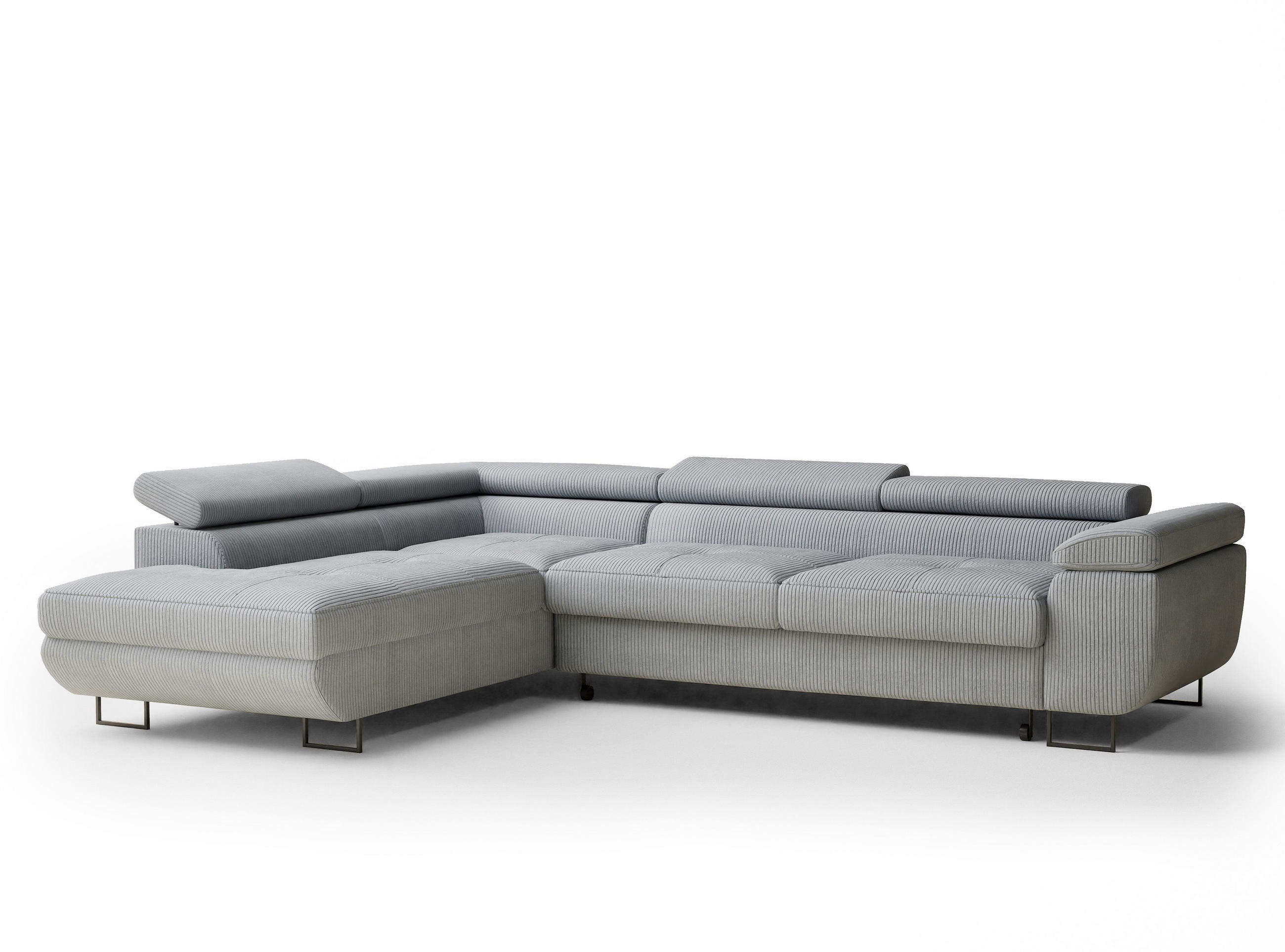 ECKSOFA MIT SCHLAFFUNKTION Concord Hellgrau Samtstoff - Hellgrau/Schwarz, Holz/Holzwerkstoff (203/277cm) - Maison de Reve
