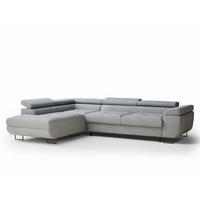 ECKSOFA MIT SCHLAFFUNKTION Concord Hellgrau Samtstoff - Hellgrau/Schwarz, Holz/Holzwerkstoff (203/277cm) - Maison de Reve