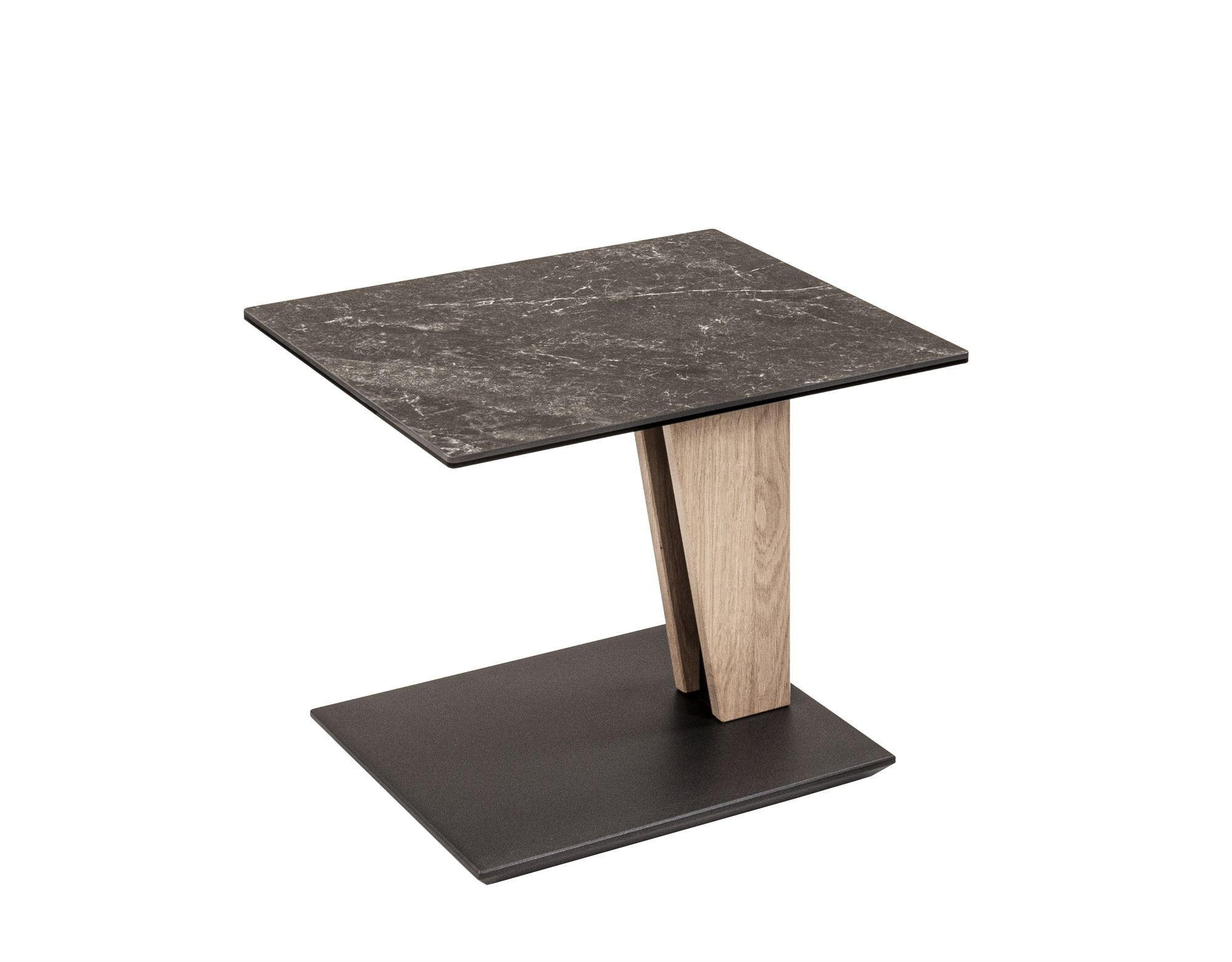 BEISTELLTISCH Cella 55x47x47 höhenverstellbar Wildeiche/Nero - Schwarz, Keramik (55/47/47cm) - 58aufmkessel