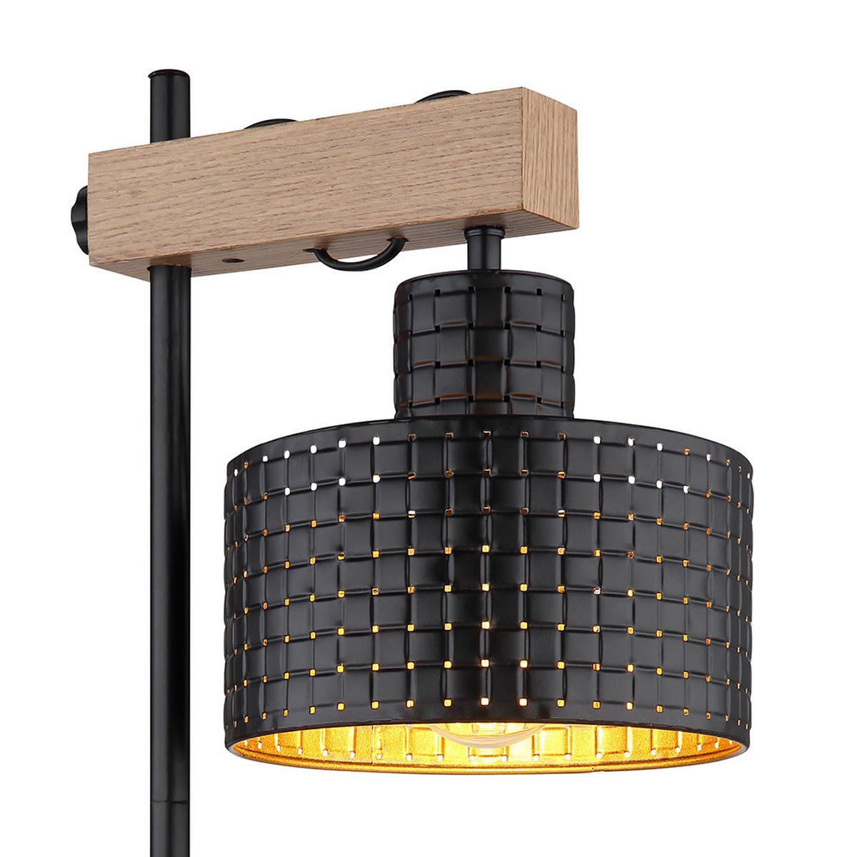 TISCHLEUCHTE Holzoptik Schwarz-Gold - Schwarz, Metall (31/18/55cm) - Globo Lighting