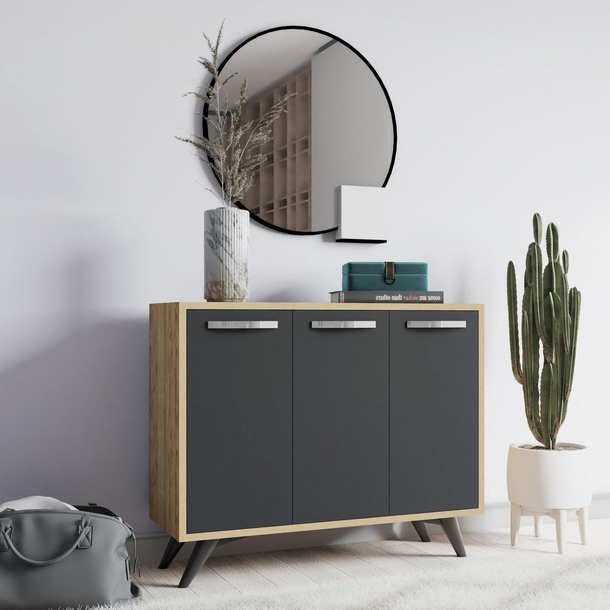 BUFFETSCHRANK piffa grau anthrazit - Grau, Holz (35/82/100cm) - Habitat Garten