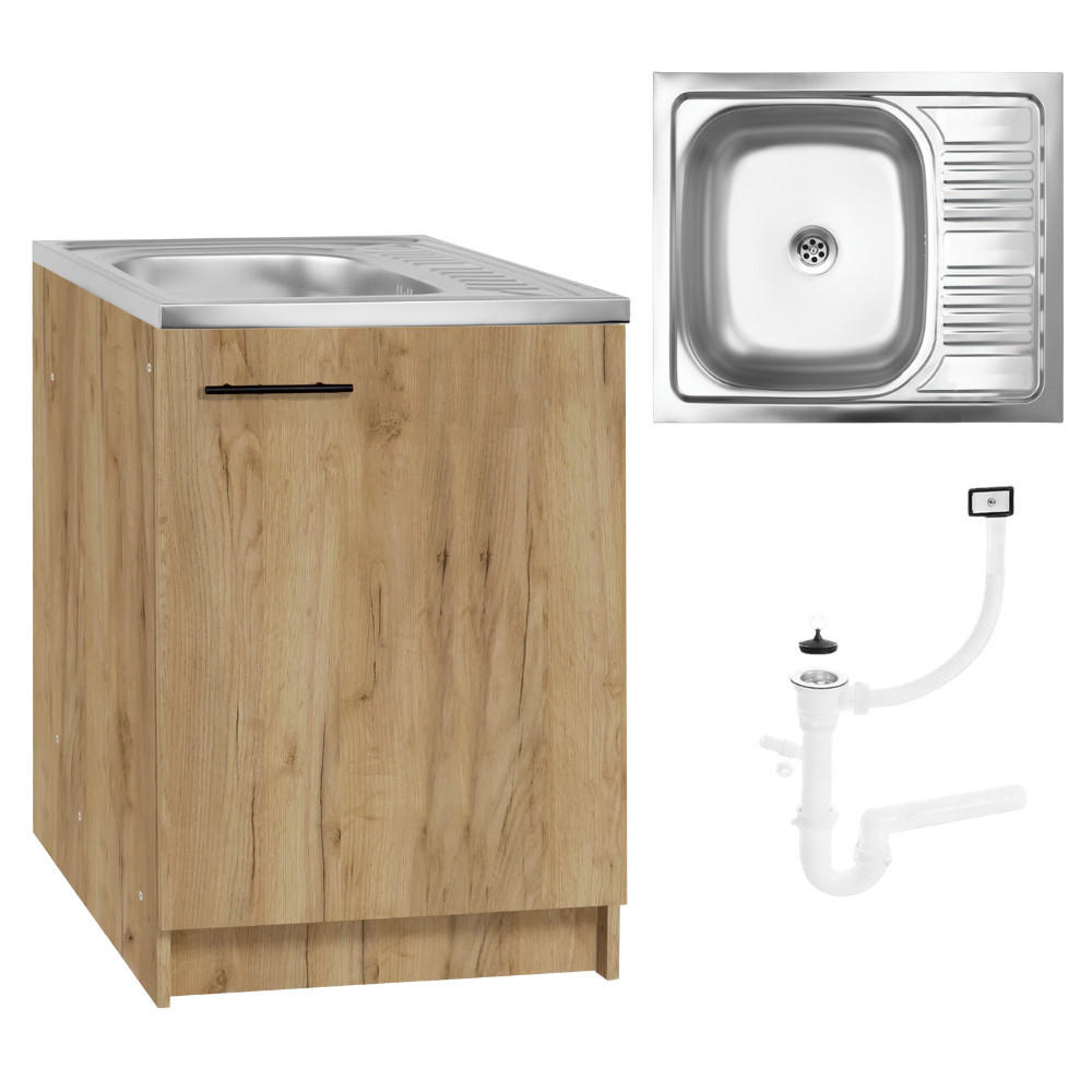 SPÜLUNTERSCHRANK 60cm Eichenfarbe - Eichefarben, Holzwerkstoff (60/82/60cm) - Stamar