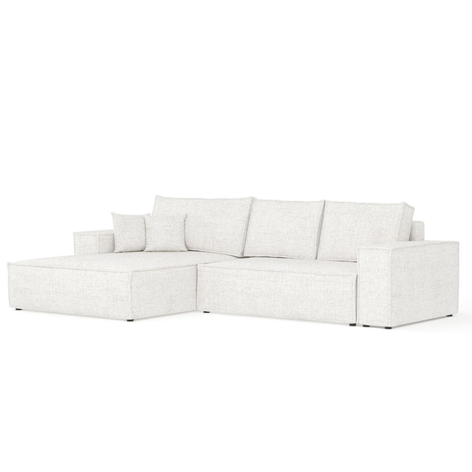 ECKSOFA TAURI mit Schlaffunktion Creme im Neve Stoff - Creme/Schwarz, Holz/Holzwerkstoff (294/185cm) - AltaBeds