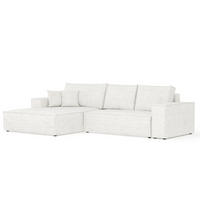 ECKSOFA TAURI mit Schlaffunktion Creme im Neve Stoff - Creme/Schwarz, Holz/Holzwerkstoff (294/185cm) - AltaBeds