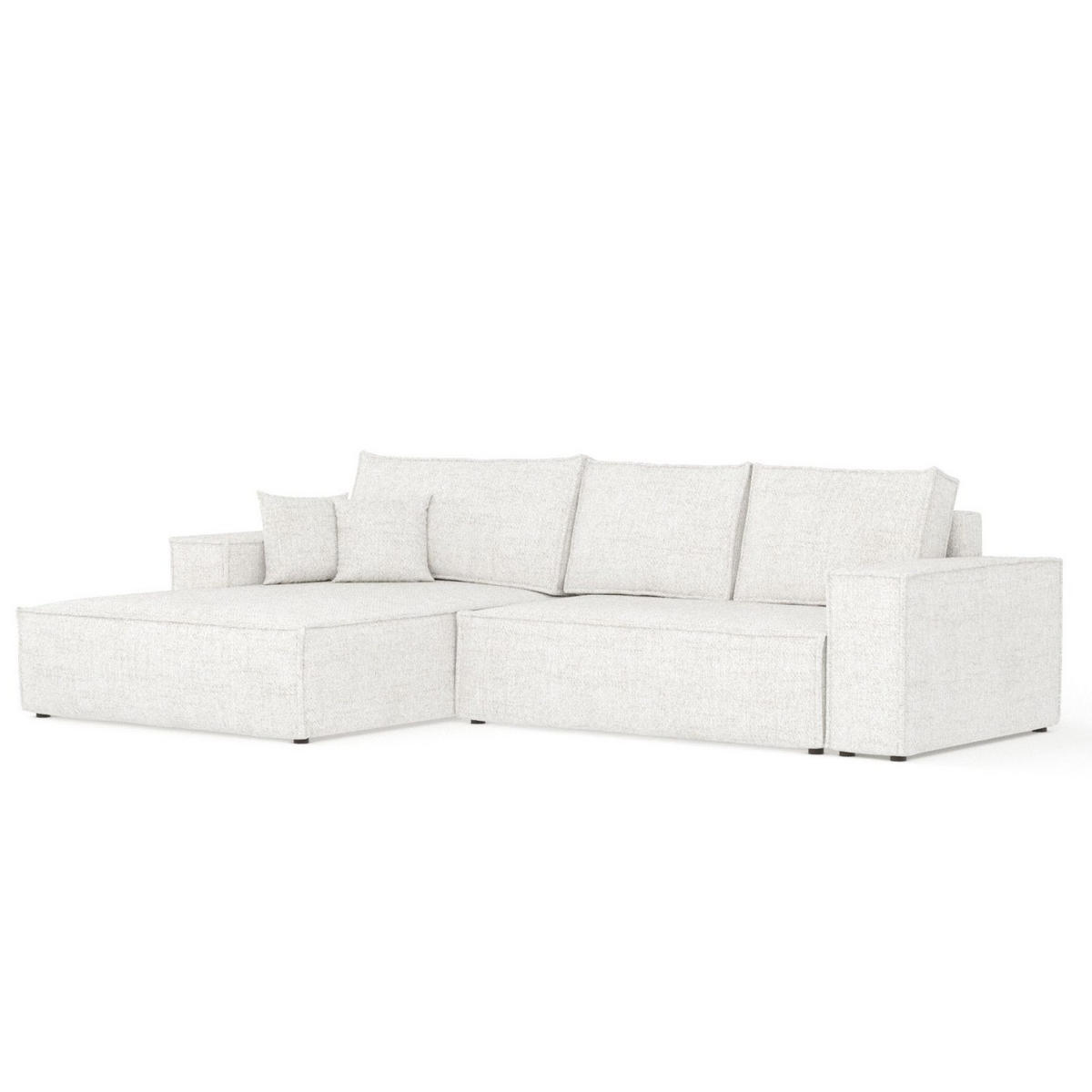 ECKSOFA TAURI mit Schlaffunktion Creme im Neve Stoff - Creme/Schwarz, Holz/Holzwerkstoff (294/185cm) - AltaBeds