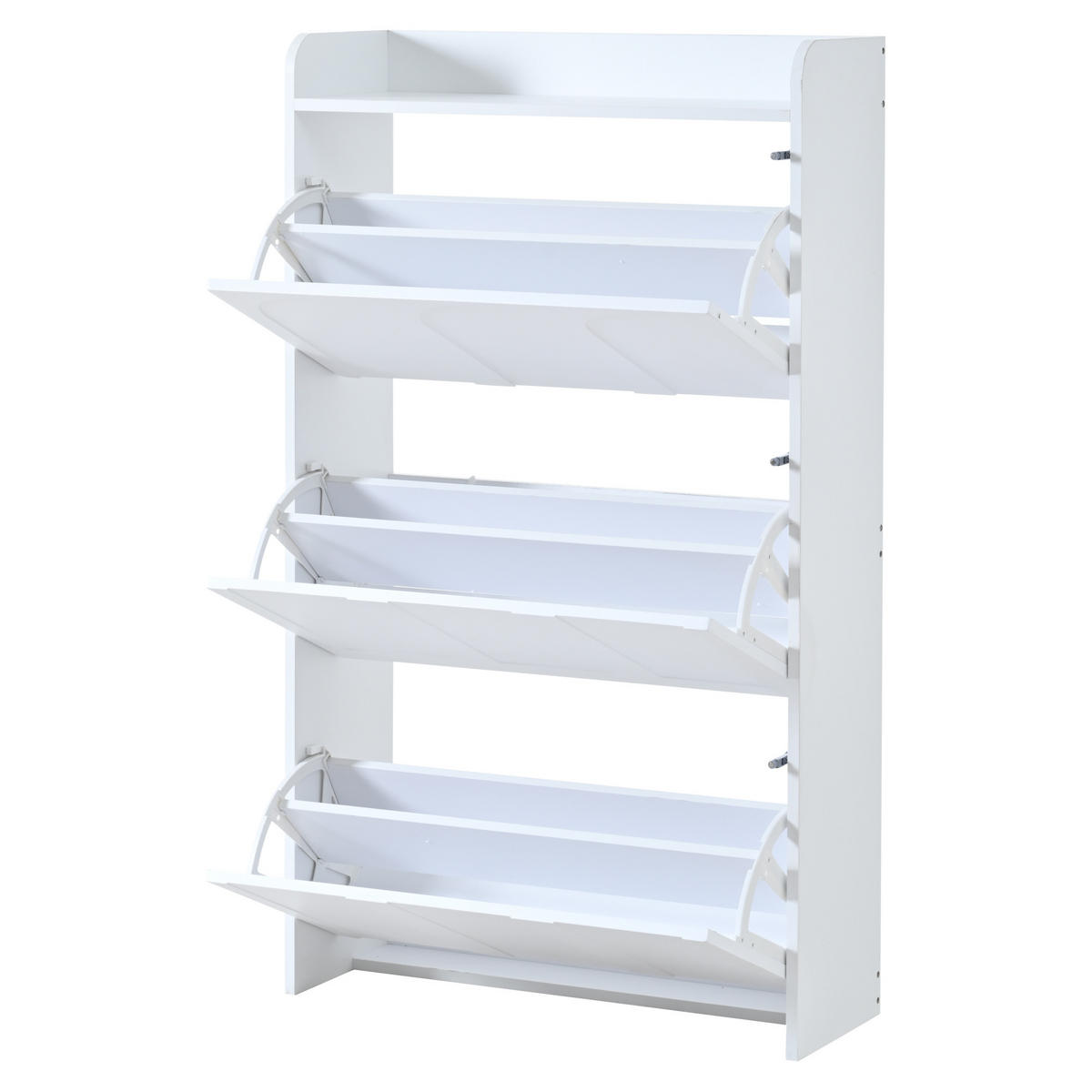 SCHUHSCHRANK 70/25/120 cm weiß aus MDF mit Klapptüren und Schublade - Weiß, Holzwerkstoff (70/120/25cm) - OKWISH