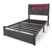 STAURAUMBETT 90/200 cm DE-00424, in Grau, Stauraum-Kopfteil und 2 Schubladen - Grau, Metall (90/200cm) - ComfortXL