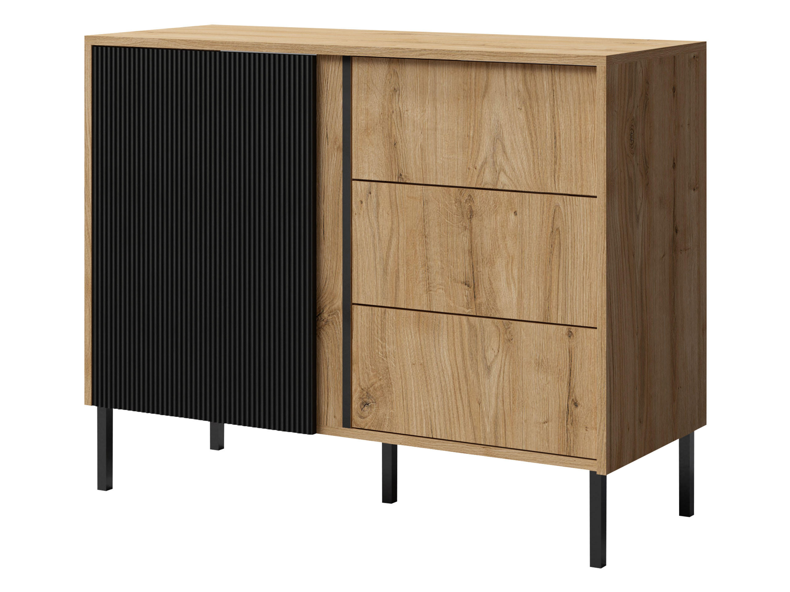 KOMMODE Mia 05 - Schwarz/Braun, Holzwerkstoff/Metall (120/50/41cm) - MIRJAN24