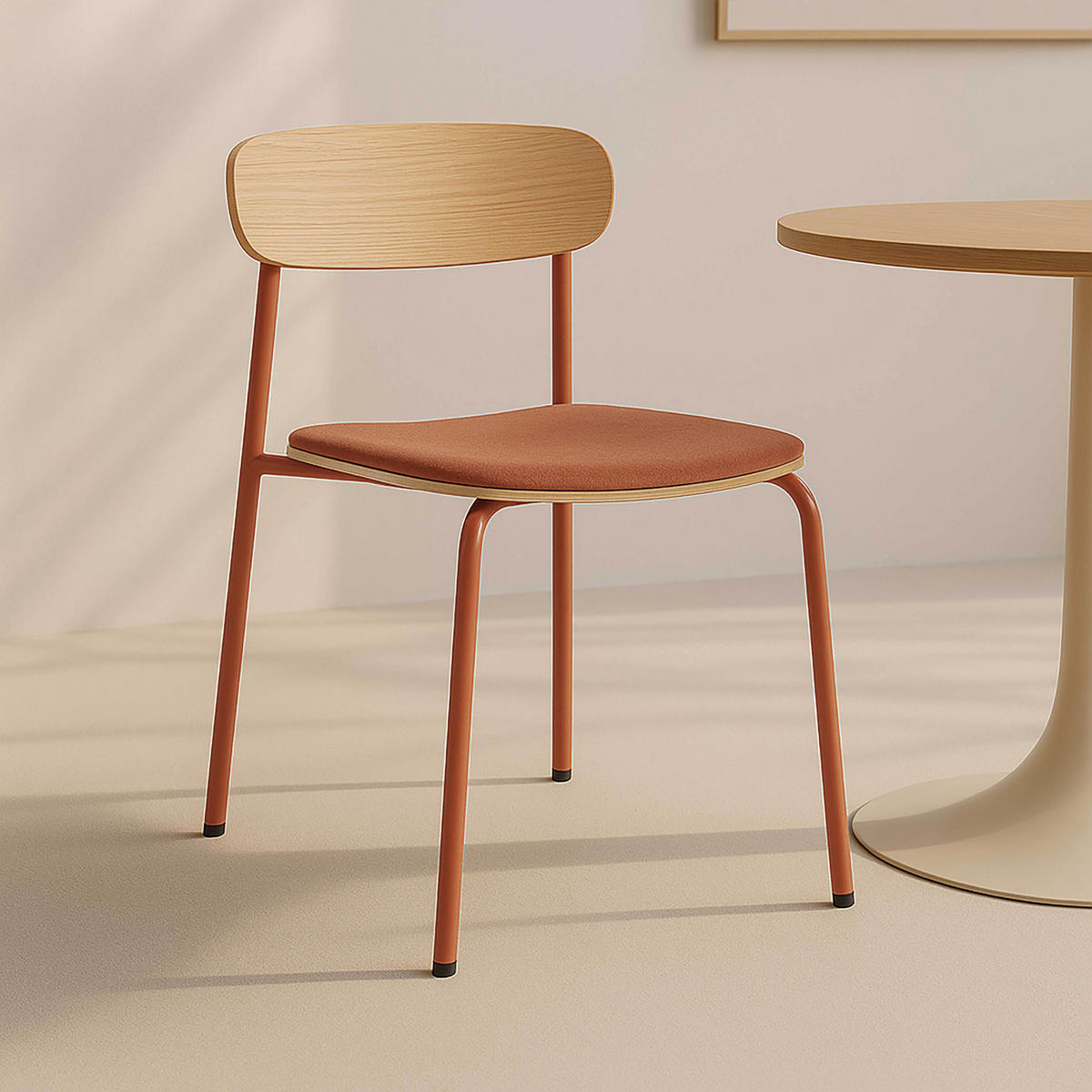 STUHL 2-tlg., Orange - Orange, Holz (46/78/52cm) - Oviala