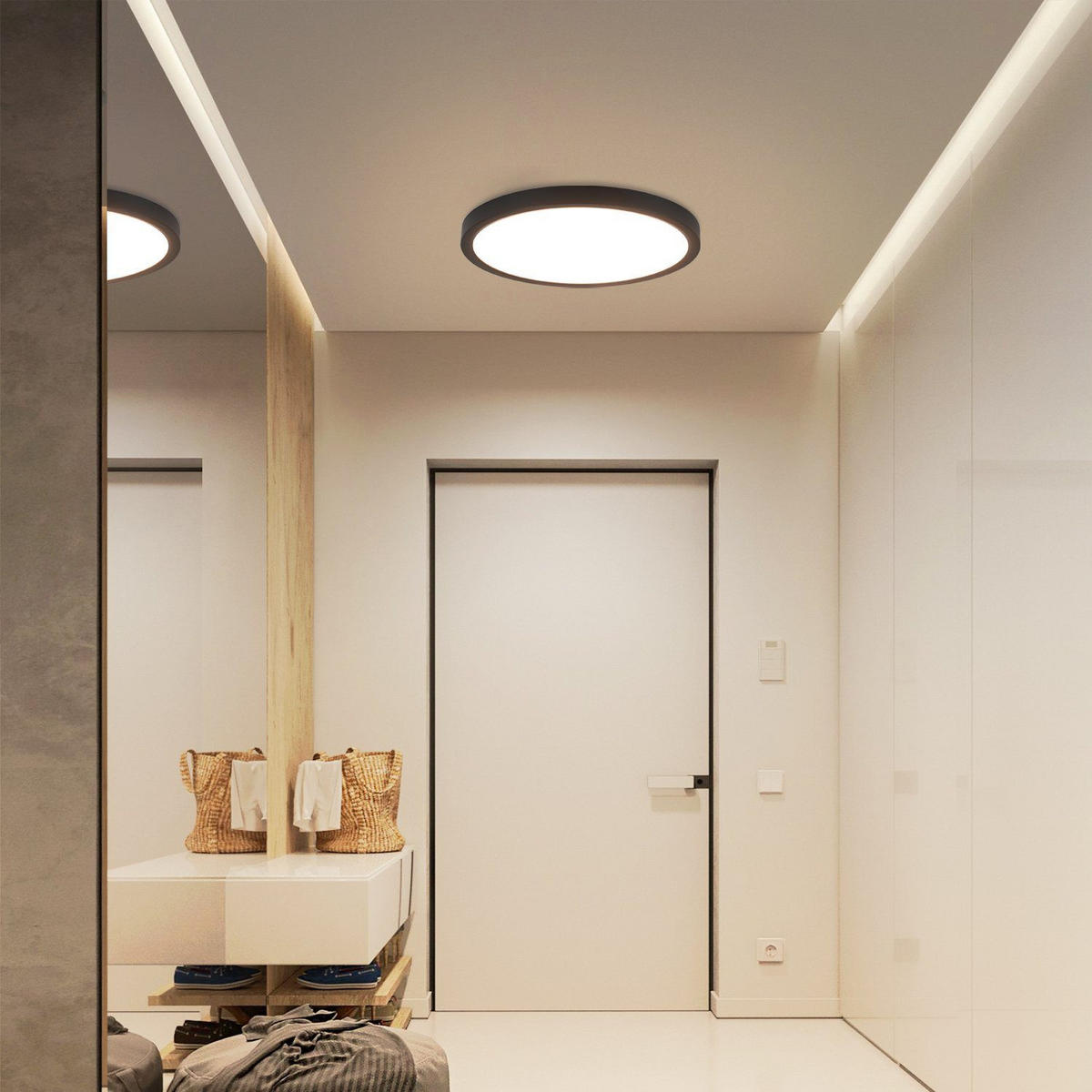 LED-DECKENLEUCHTE Berlin 22 cm - Schwarz, Kunststoff (22/22/2.5cm) - Nettlife