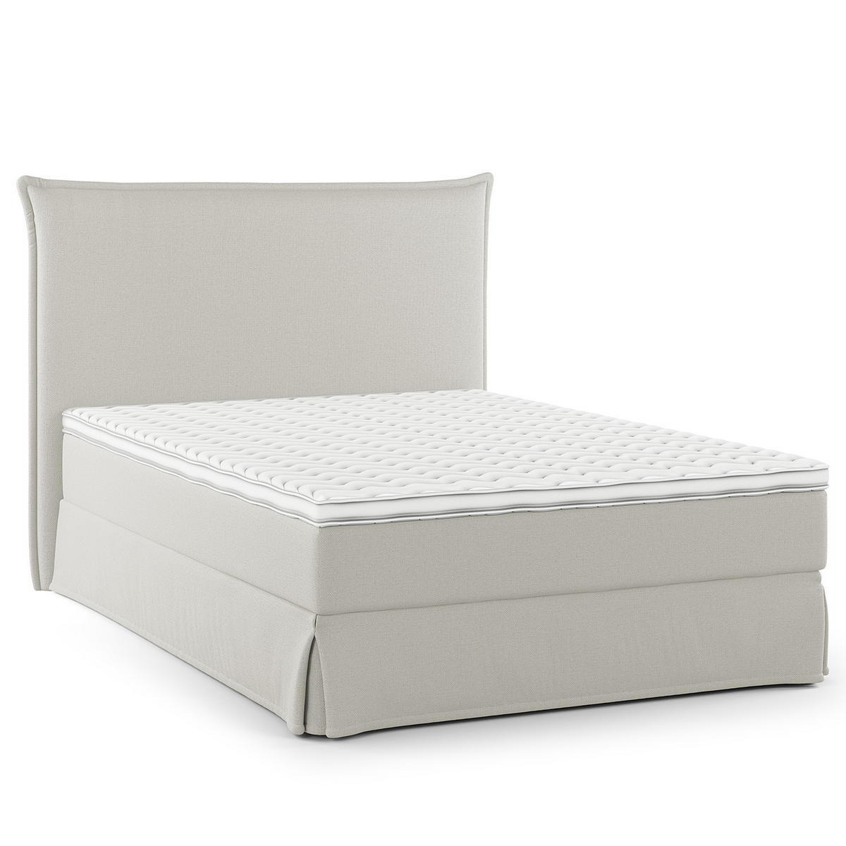 BOXSPRINGBETT mit Husse - Platinfarben, Textil (140/200cm) - home24