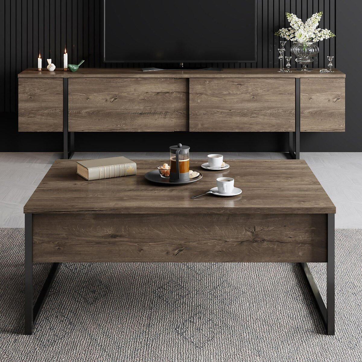 TV-MÖBEL mit 2 Klapptüren Luxe 180/30/50 cm - Braun, Holzwerkstoff (180/50/30cm) - Calicosy