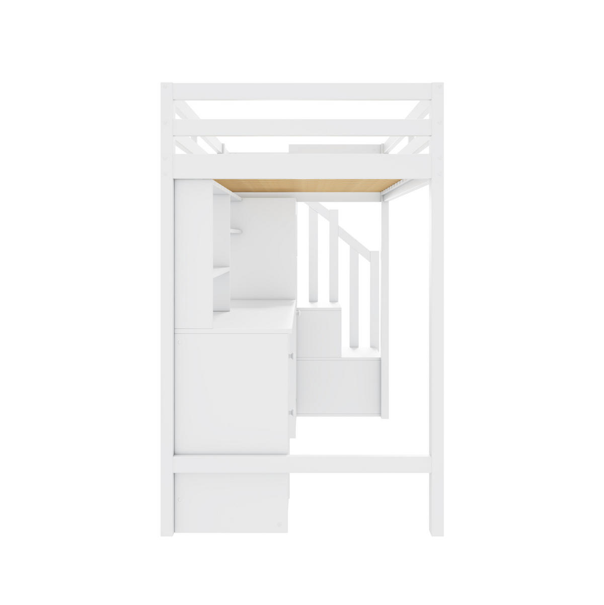 KINDEREINZELBETTEN aus Massivholz 90x200 cm in Weiß mit Schreibtisch & Kleiderschrank - Weiß, Holz (90/200cm) - Modfu