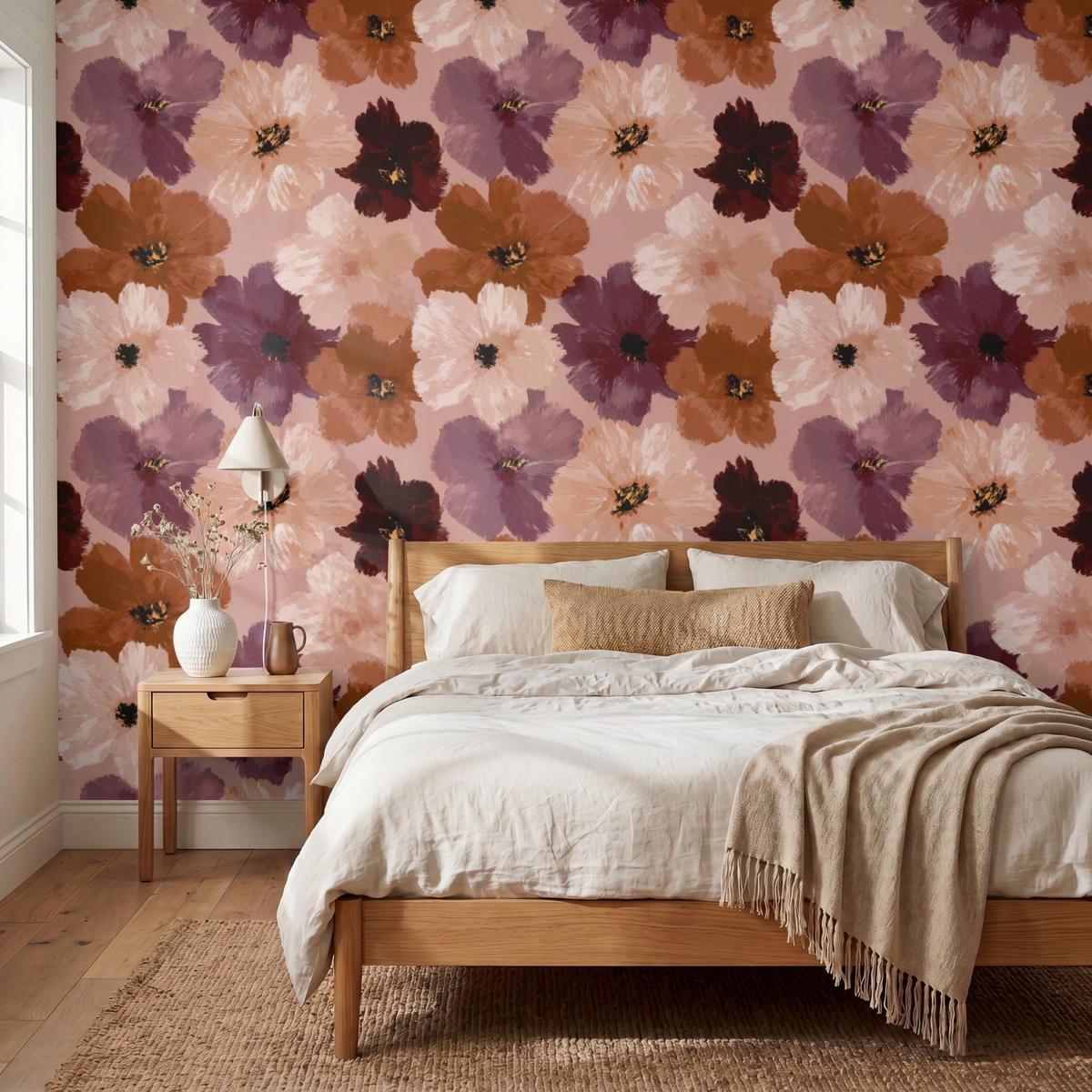 TAPETE - Blumen - Abstrakt - Erdtöne - 300x240 cm - Multicolor, Papier (300/240cm) - OnlyWow