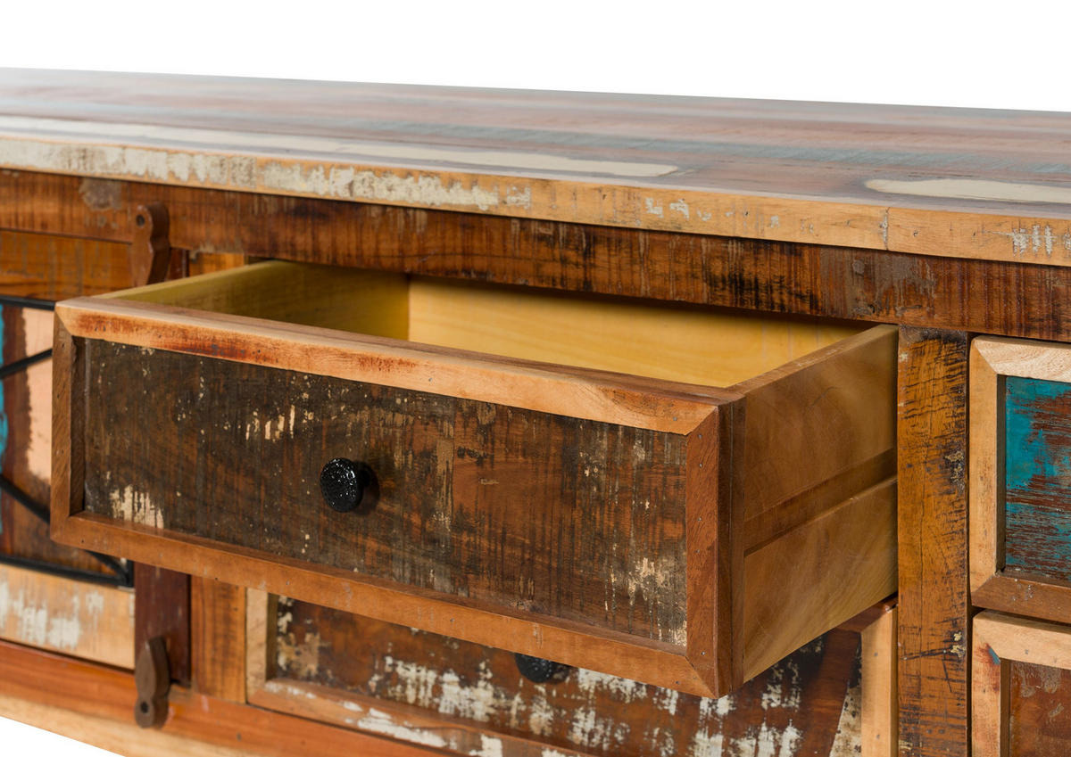 TV-BOARD Altholz 240x40x50 mehrfarbig lackiert NATURE OF SPIRIT #43 - Multicolor, Holz (240/50/40cm) - Massivmoebel24