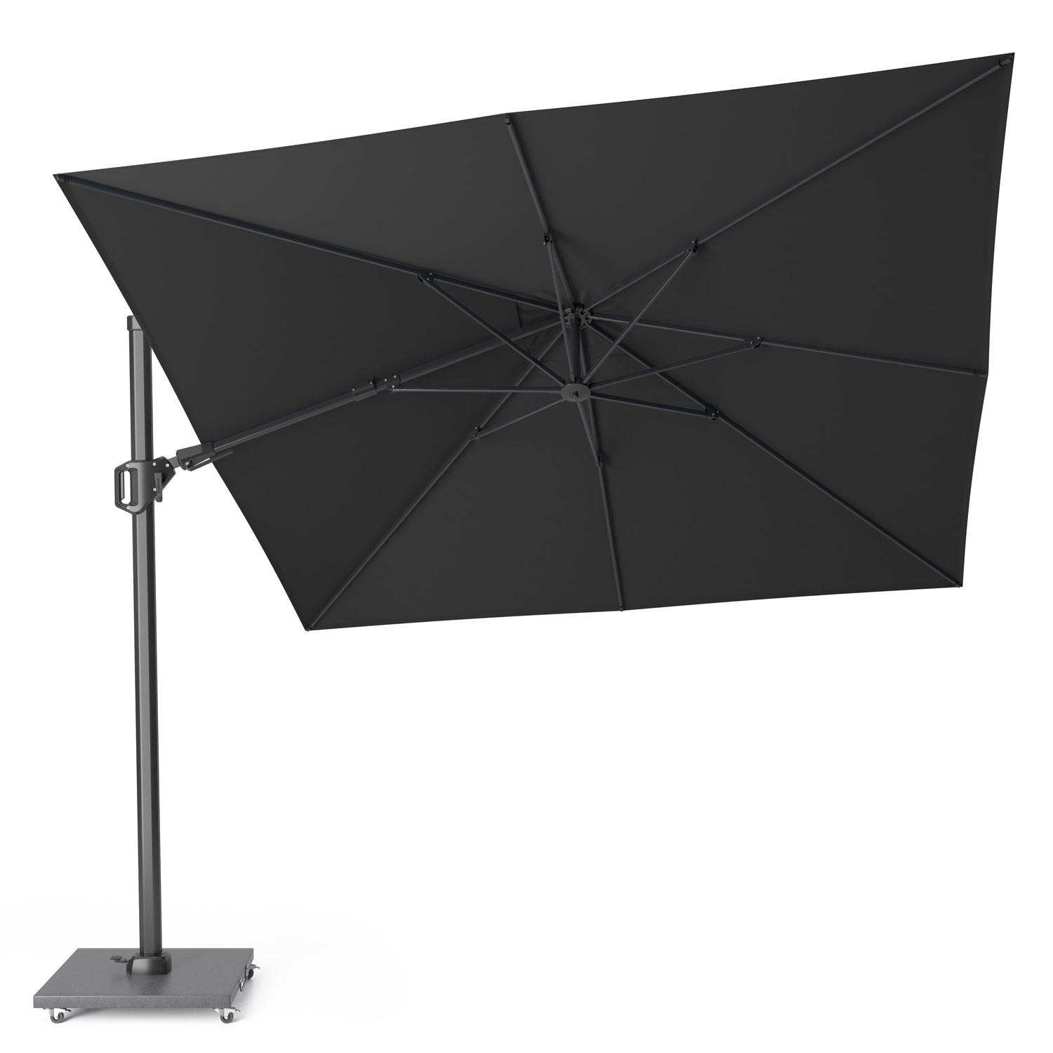 AMPELSCHIRM quadratisch 3 x 3m Challenger T² Premium 360° kippbar schwarz/anthrazit - Schwarz, Metall (300/300cm) - Platinum