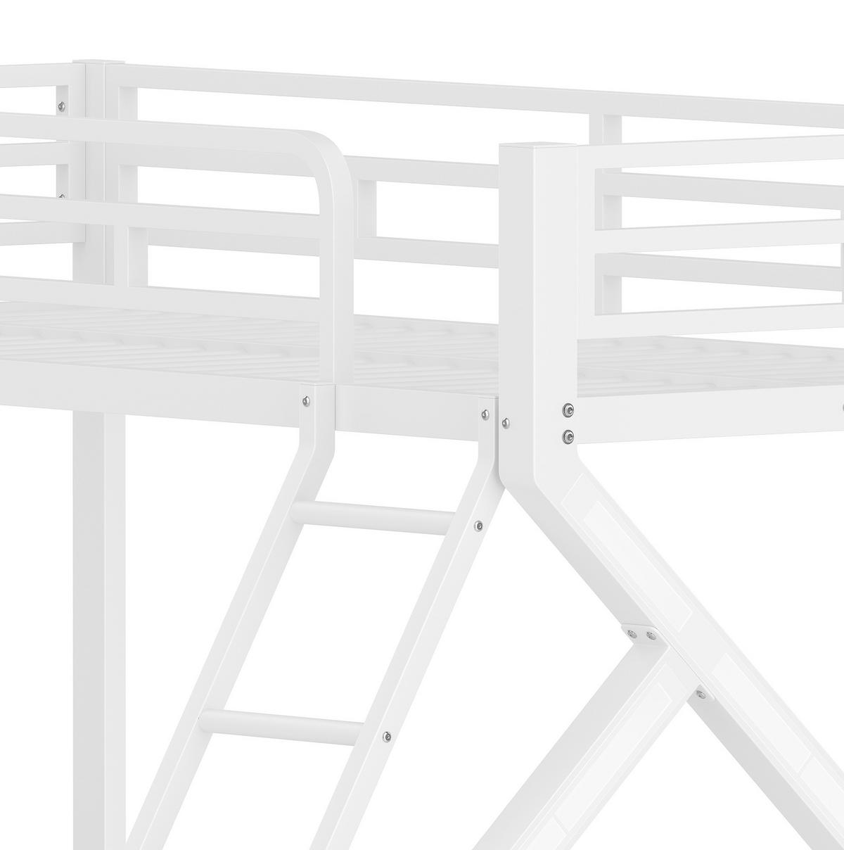 ETAGENBETT 90/200 cm und 140/200 cm Weiß mit LED Metall ohne Matratze - Weiß, Metall (140/200cm) - MIVRAY