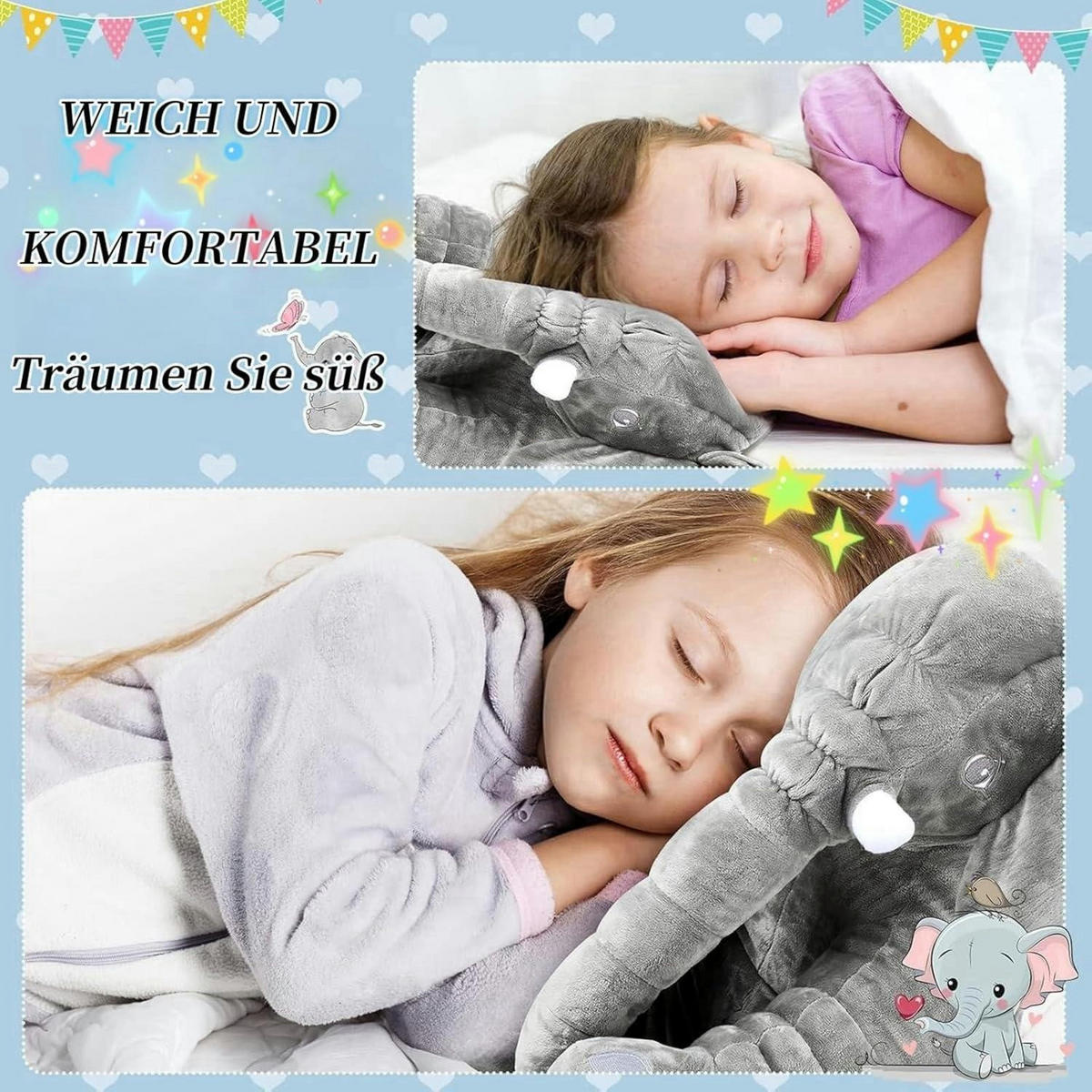 KUSCHELTIER Elefant 60 cm Grau - Grau, Textil (40/60cm)