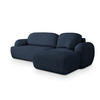 ECKSOFA MODENZA N R-S Blau Boucle-Stoff mit Schlaffunktion - Blau, Holz (266/148cm) - MASSENO