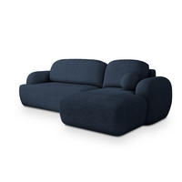 ECKSOFA MODENZA N R-S Blau Boucle-Stoff mit Schlaffunktion - Blau, Holz (266/148cm) - MASSENO