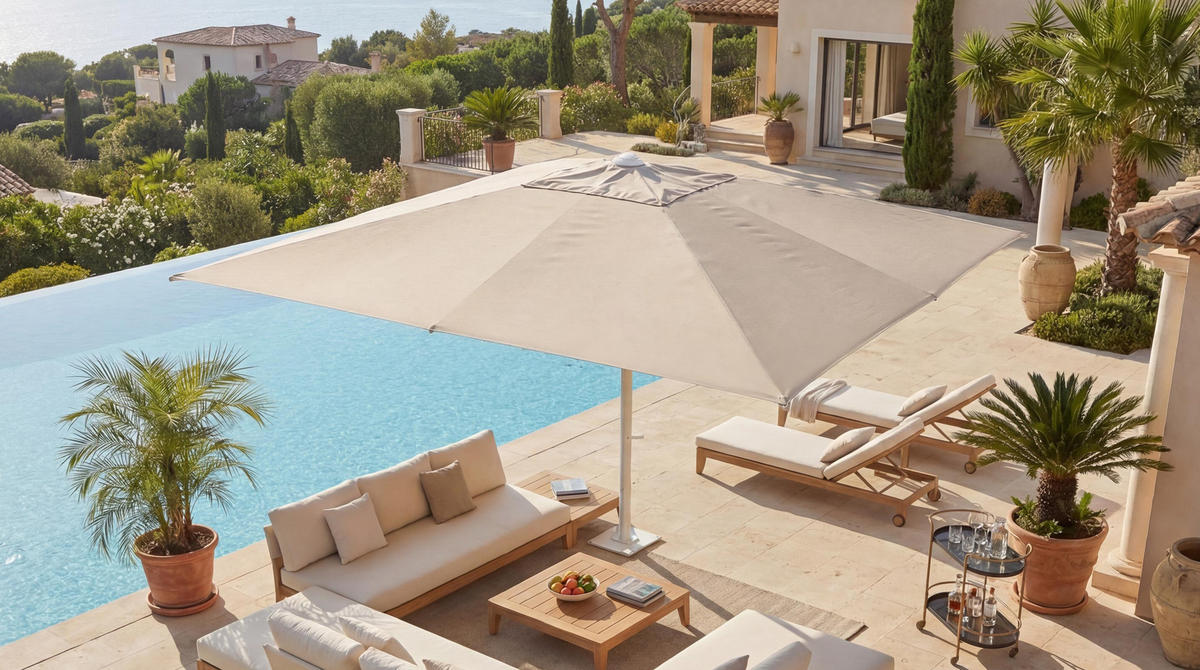 GASTRONOMIE-LUXUS-SONNENSCHIRM D20B Beige - Beige, Textil (500/500cm) - MCW