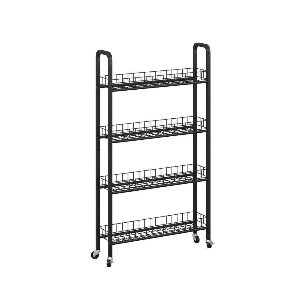 ROLLREGAL Rolivo Schwarz 58 x 15 cm mit 4 Fächern - Schwarz, Metall (58/103.5/15cm) - Vicco