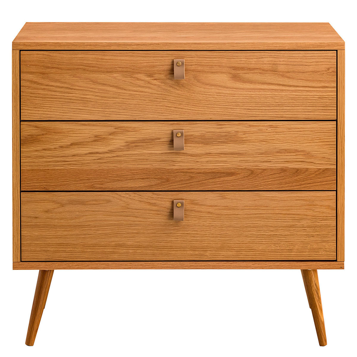 KOMMODE mit 3 Schubladen - Echtholzfurnier Eiche - Braun, Holzwerkstoff (80/75/40cm) - home24