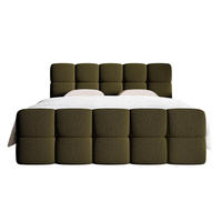 BOXBETT Cloudy Olivgrün mit Bouclé-Bezug 140x200 cm - Schwarz/Olivgrün, Holz/Textil (140/200cm) - Selsey