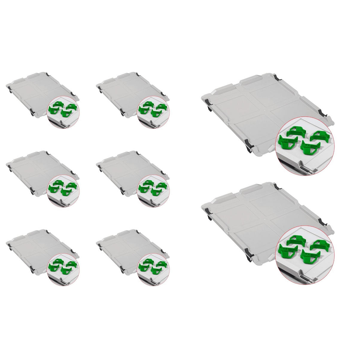EUROBOX 8x Nextgen Economy Mit Auflagedeckel Grau/Grün Griffe Geschlossen 23 Liter - Grün, Kunststoff (40/12/60cm) - PROREGAL