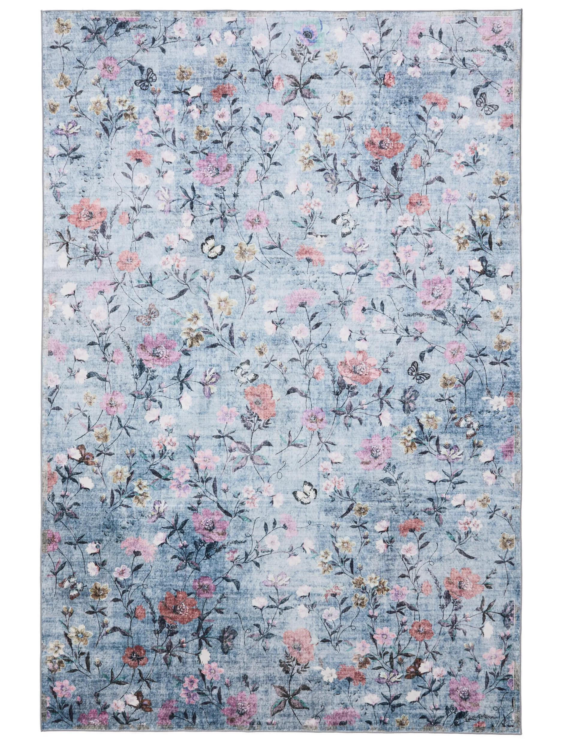 TEPPICH Milly waschbar Multicolor/Blau 200/300 cm - Blau/Multicolor, Kunststoff/Textil (200/300cm) - benuta