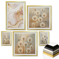 WANDBILDER 5er Set - 50x50 cm & 20x30 cm & 40x60 cm Goldrahmen - Zitronenblüten am Meer - Goldfarben, Kunststoff (40/60cm) - ArtPrintCave